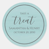 Sticker Rond Mariage Simple Turquoise Calligraphie Script Trait (Devant)