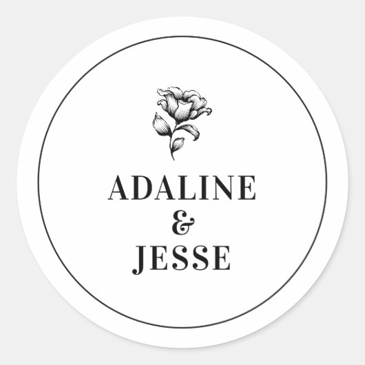 Sticker Rond Mariage Simplement Élégant (Devant)