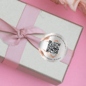 Sticker Rond Mariage site web QR code détails rsvp argent rose