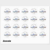 Sticker Rond Mariage Skyline de Chicago personnalisé (Feuille)