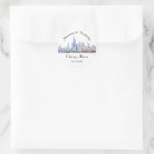 Sticker Rond Mariage Skyline de Chicago personnalisé (Sac)