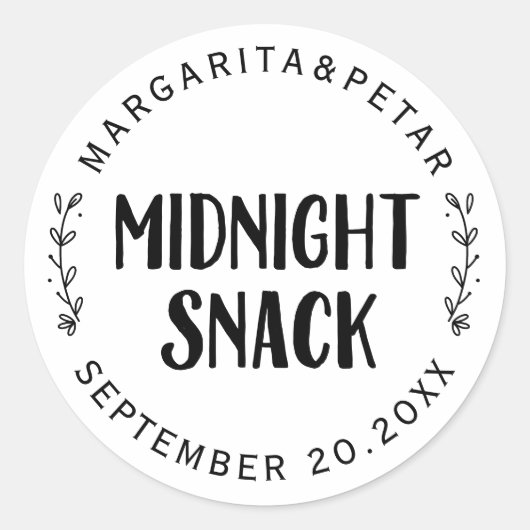 Sticker Rond Mariage Snack de minuit (Devant)