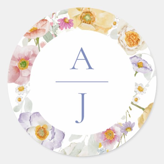 Sticker Rond Mariage Soft Garden Florals (Devant)