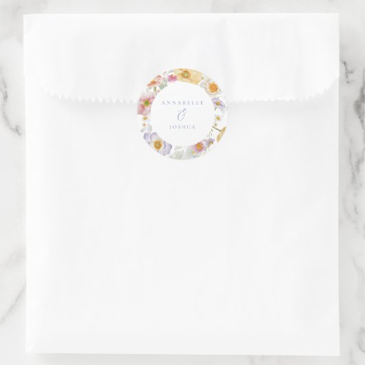Sticker Rond Mariage Soft Garden Florals (Sac)
