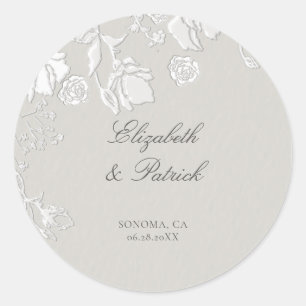 Sticker Rond Mariage Sonnet Formel Classique Éthéré en Ivoire d