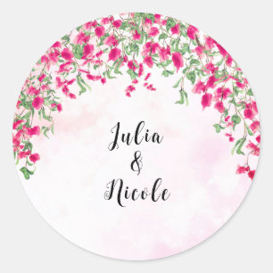 Sticker Rond Mariage sous la forêt tropicale de bougainvillée r