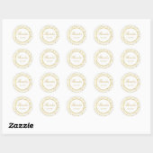 Sticker Rond Mariage Sparkly Gold Confetti Favor Merci (Feuille)