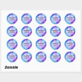 Sticker Rond Mariage spatial violet et bleu Galaxy Merci (Feuille)