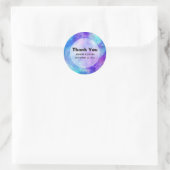 Sticker Rond Mariage spatial violet et bleu Galaxy Merci (Sac)