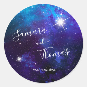 Sticker Rond Mariage Star Light Blue Sky