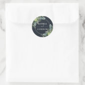 Sticker Rond Mariage Succulent bleu marine de minuit (Sac)