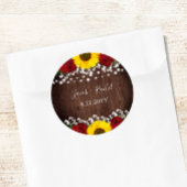 Sticker Rond Mariage Sunflowers Red Roses
