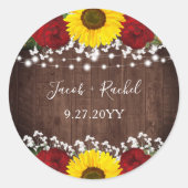 Sticker Rond Mariage Sunflowers Red Roses (Devant)