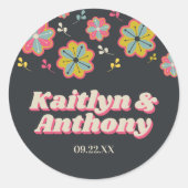 Sticker Rond Mariage Super rétro de la puissance 70 (Devant)