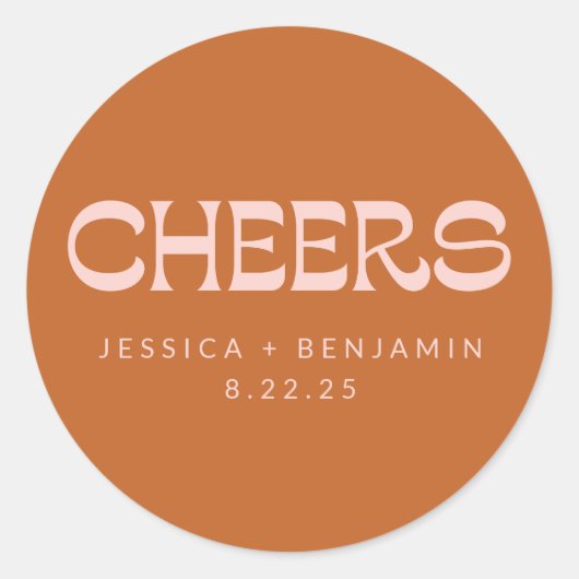 Sticker Rond Mariage Super Terracotta Custom Names (Devant)