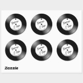 Sticker Rond Mariage sur Disque Vinyle Rétro (Feuille)