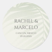 Sticker Rond Mariage sur la plage au pied d'un palmier (Devant)