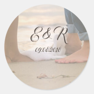 Sticker Rond Mariage sur la plage,Pieds