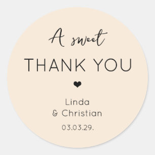 Sticker Rond Mariage sur le Sable Minimaliste Élégant
