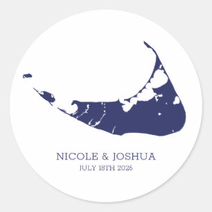 Sticker Rond Mariage sur l'île de Nantucket Nantucket Navy