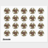 Sticker Rond Mariage sur mesure en bois rustique Magnolia (Feuille)