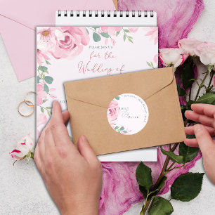 Sticker Rond Mariage tendance élégante Plutôt Blush Rose Floral