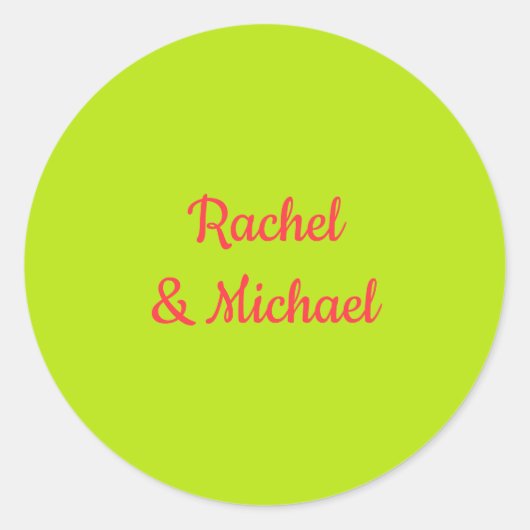 Sticker Rond Mariage tendance rose et vert (Devant)