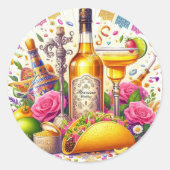 Sticker Rond Mariage Tequila Fiesta Mexicaine (Devant)
