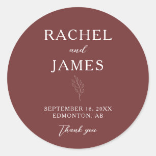 Sticker Rond Mariage Terracotta Minimaliste Élégant Personnalis