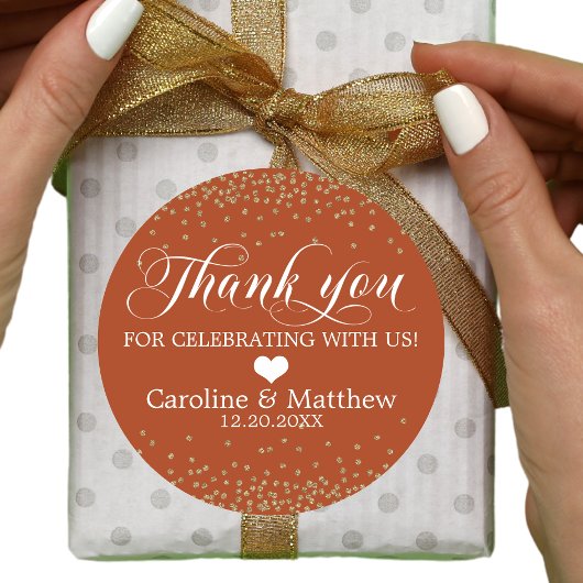 Sticker Rond Mariage Terracotta Sprinkle MERCI Clas