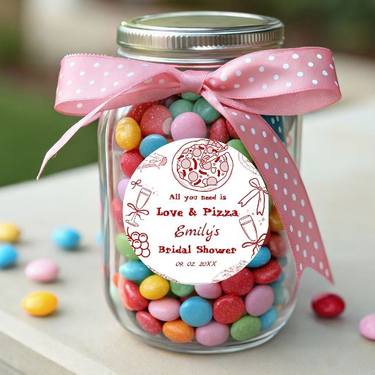 Sticker Rond Mariage thème amour & pizza