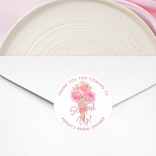 Sticker Rond Mariage Thème Crème Glacée