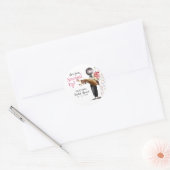 Sticker Rond Mariage Thème Crème Glacée à la Fraise (Enveloppe)