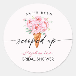 Sticker Rond Mariage thème glace She's Been Scooped Up