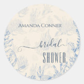 Sticker Rond Mariage toile océan thème Blue Shower (Devant)