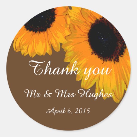 Sticker Rond Mariage tournesol (Devant)