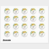 Sticker Rond Mariage Tournesol Floral Rustique Save The Date (Feuille)