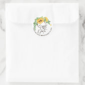 Sticker Rond Mariage Tournesol Floral Rustique Save The Date (Sac)