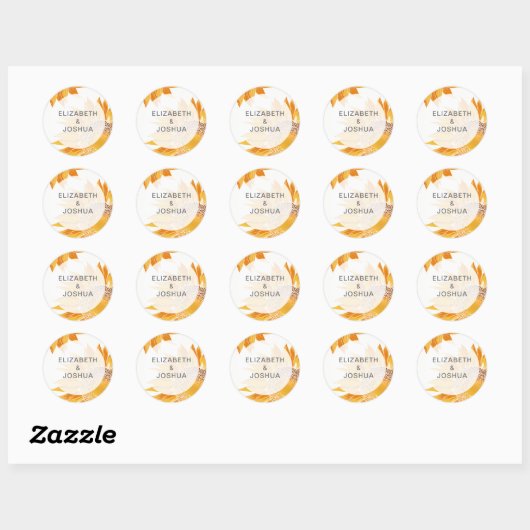 Sticker Rond Mariage Tournesol Moderne (Feuille)