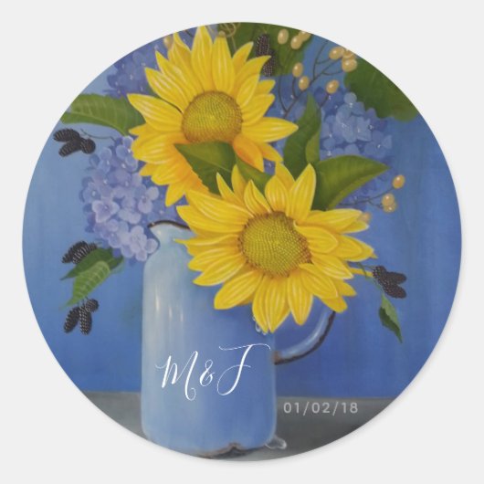 Sticker Rond Mariage Tournesols (Devant)
