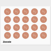 Sticker Rond Mariage traditionnel Burnt Orange élégant (Feuille)
