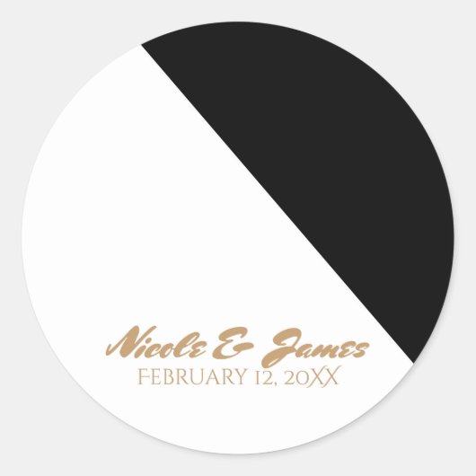 Sticker Rond Mariage triangle noir & blanc classique personnali (Devant)