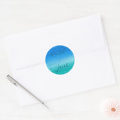 Sticker Rond Mariage Tropical Blue & Green Beach (Enveloppe)