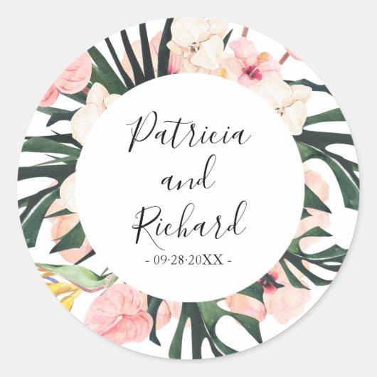 Sticker Rond Mariage Tropical de Destination (Devant)