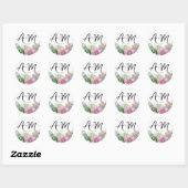 Sticker Rond Mariage Tropical Fleurs (Feuille)