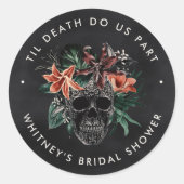 Sticker Rond Mariage Tropical Floral Crâne Halloween (Devant)