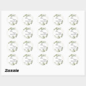 Sticker Rond Mariage Tropical Green Feuilles Amour & Merci (Feuille)