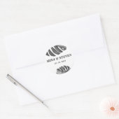Sticker Rond mariage tropical moderne noir et blanc (Enveloppe)