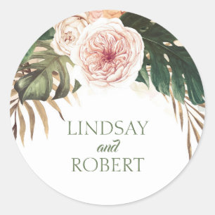 Sticker Rond Mariage tropical orange vif et brûlé
