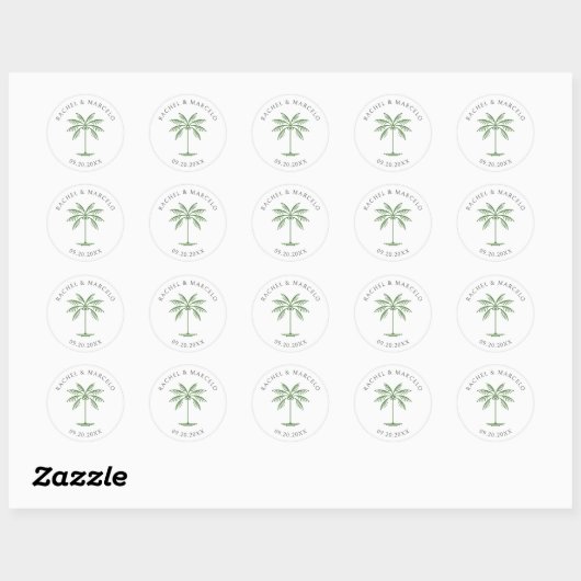 Sticker Rond Mariage Tropical Palm Tree (Feuille)